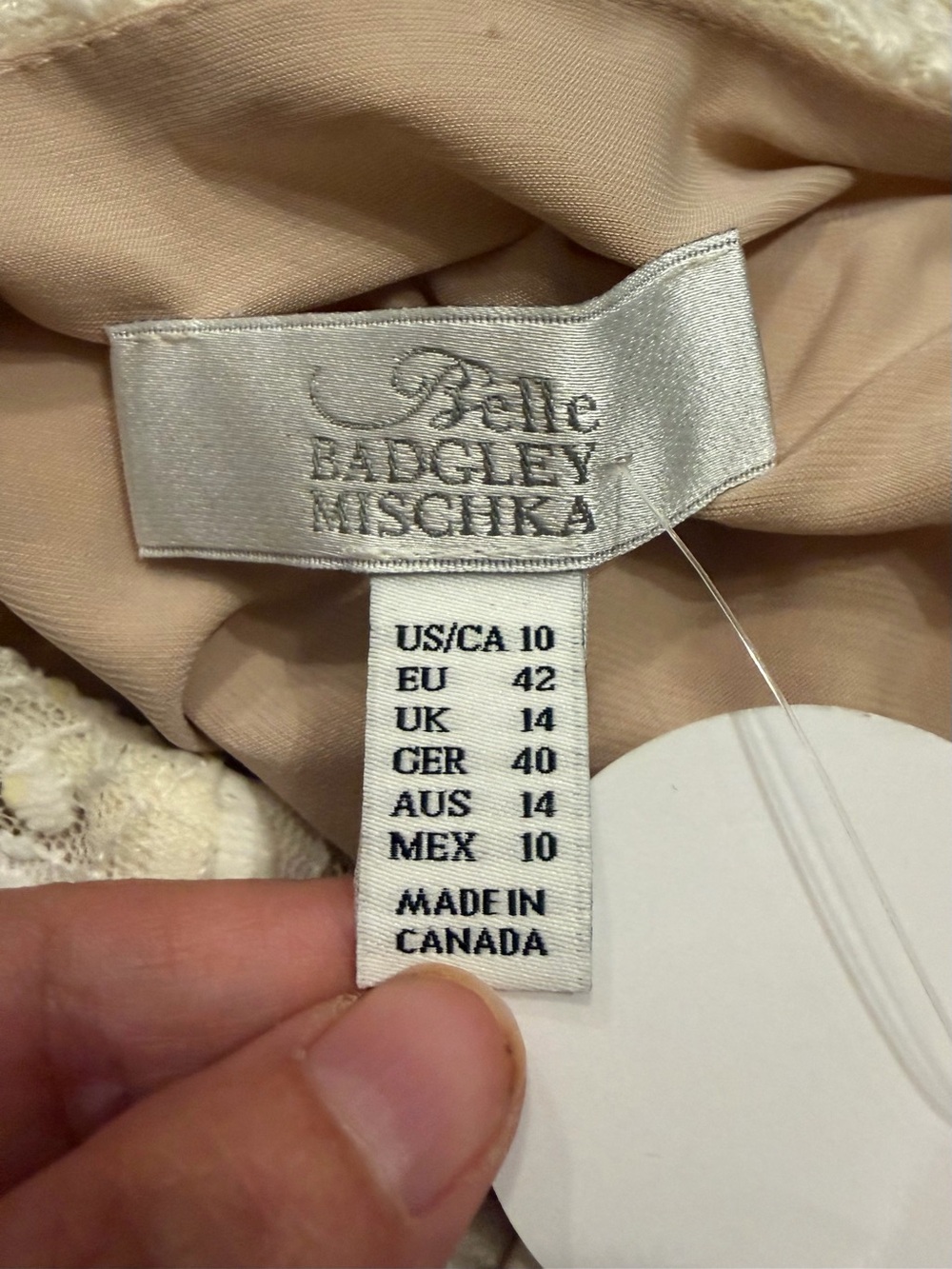 Belle Badgley Mischka Size 10 Ivory Floral Lace Sheath Dress NWT - Picture 6 of 6